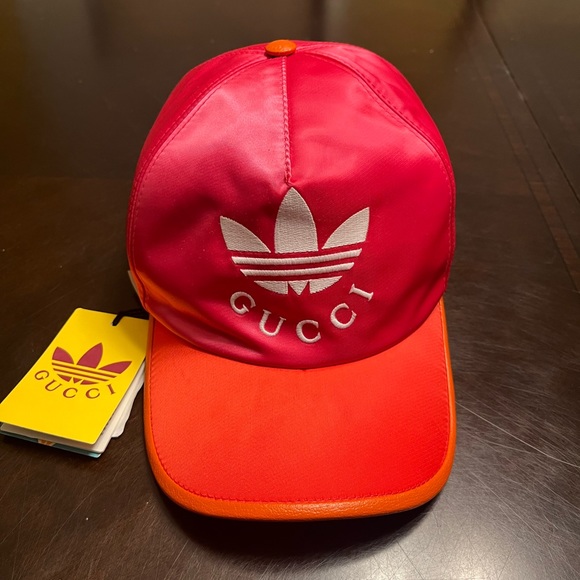 New Authentic Gucci Adidas Logo Pink Baseball Hat - Picture 4 of 16